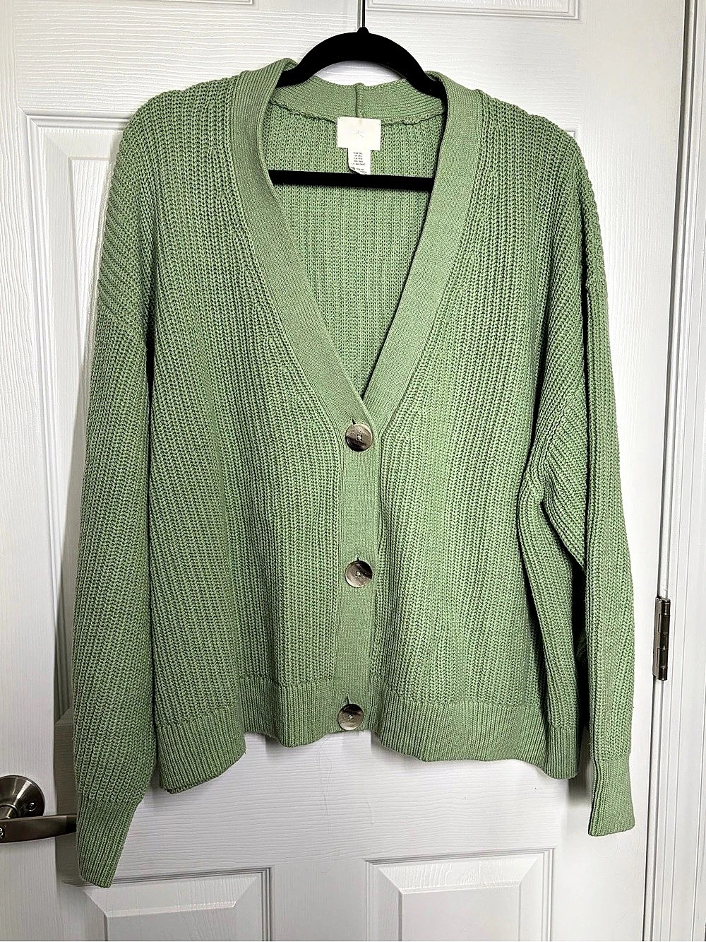 H&M Rib-knit Cardigan Sage Green Size 3XL
